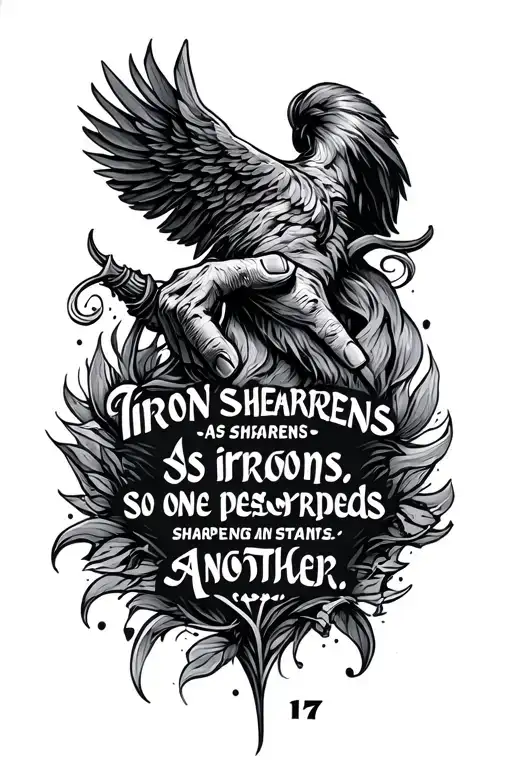 Proverbs‬ ‭27‬:‭ 17 “As iron sharpens iron, so one person sharpens another.”‭‭ tattoo design idea