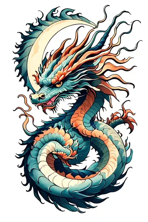 moon dragon tattoo design idea