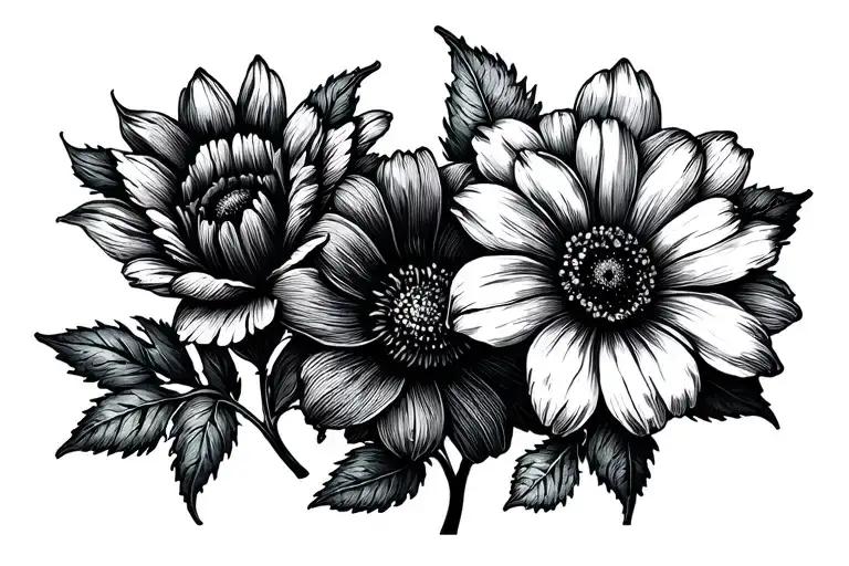 april november and october flowers tattoo design idea