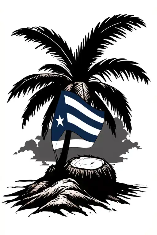 coconut tree with puerto rican flag incorporated representing tattoo design idea