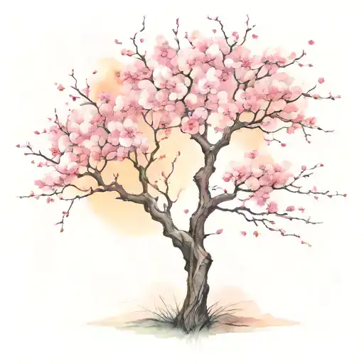 cherry blossom tree with long outstretching  branches  tattoo design idea