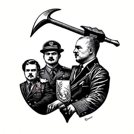 Socialist and communist leaders and sickle and the hammer of the USSR tattoo design idea