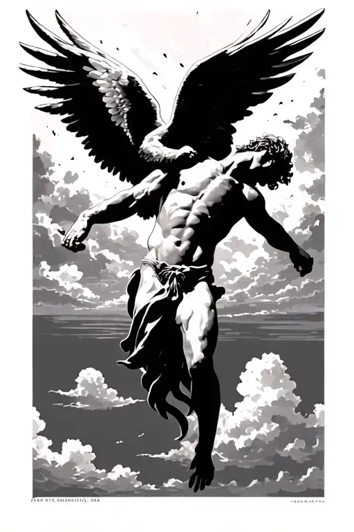icarus falling from sky tattoo design idea