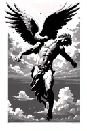 icarus falling from sky tattoo design idea