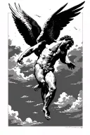 icarus falling from sky tattoo design idea