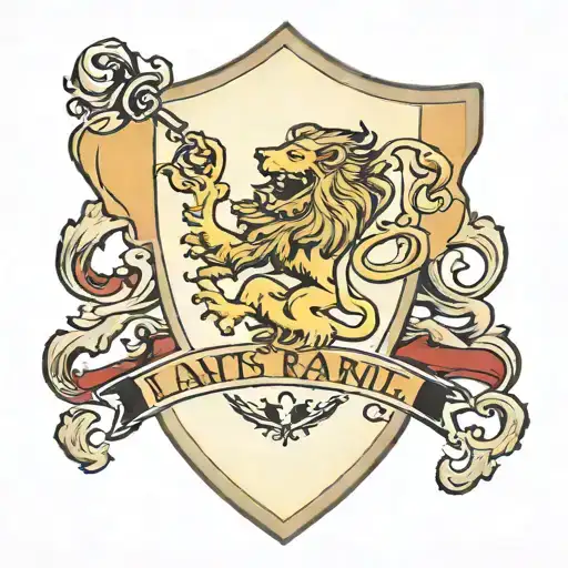gates family crest with lion rampant on the shield tattoo design idea