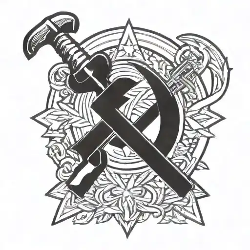 hammer and sickle representing the strength tattoo design idea