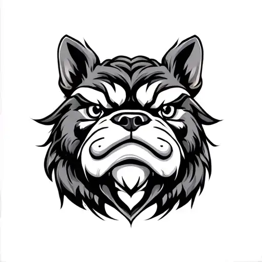 Japanese style fu dog front facing  tattoo design idea