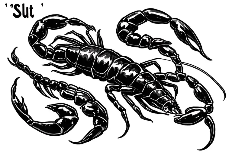 "Slut" two scorpion tattoo design idea