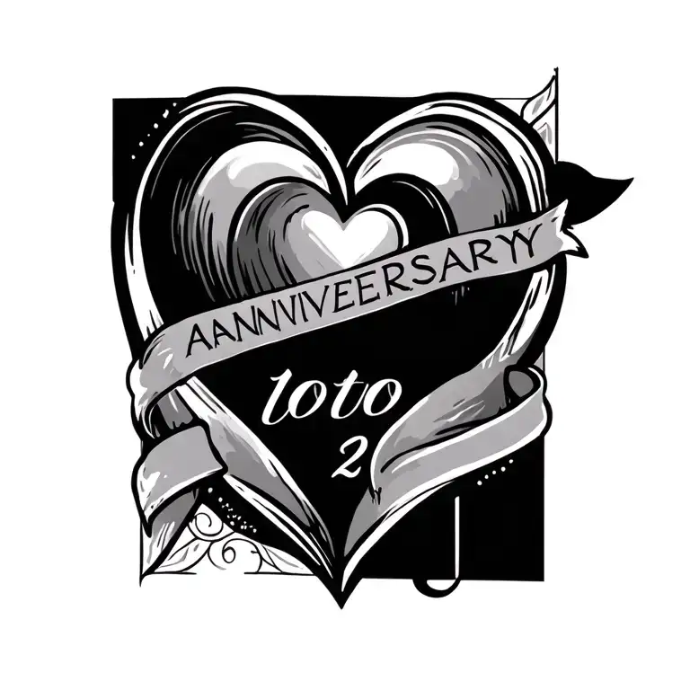 heart with anniversary date tattoo design idea