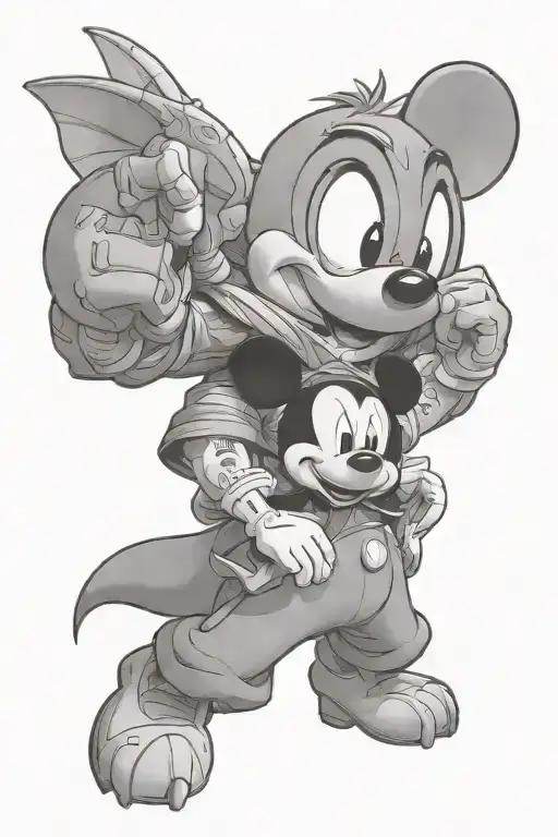 Disney characters and Anime Characters Half sleeve tattoo design idea
