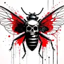 cicada with a skull on its back with its symmetrical wings spread tattoo design idea