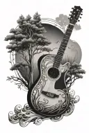 guitar surrounded by trees tattoo design idea