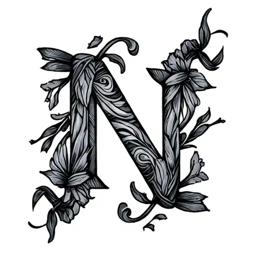 Cursive N tattoo design idea