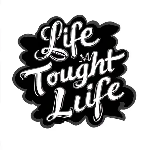 Design me a hustler themed tattoo which has a quote which says ‘Life Taught Me Life’ tattoo design idea