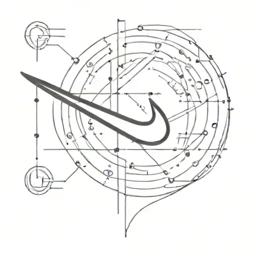A minimalist tattoo design of a Nike logo morphing into a technological circuit pattern, symbolizing the fusion of the client's love for Nike and technology tattoo design idea