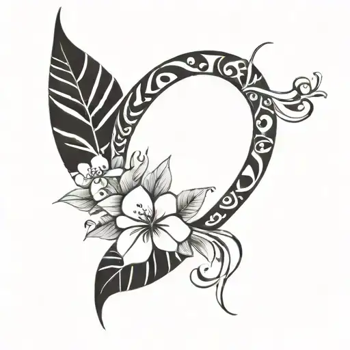 tropical leaves and flowers  tattoo design idea