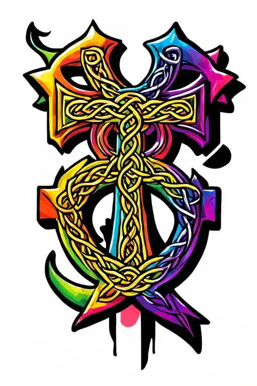 Celtic cross LGBTQ symbol tattoo design idea
