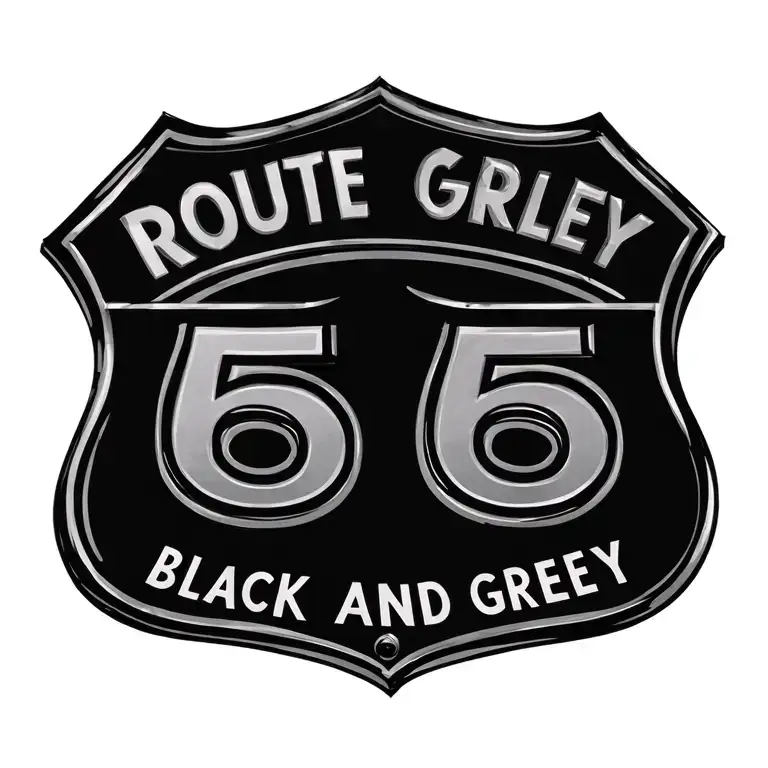 blacktop road with route 66 sign that says 55  tattoo design idea