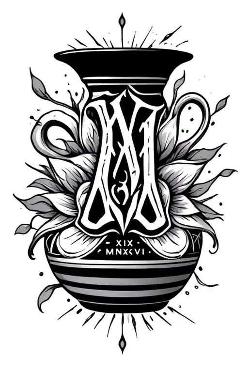 "XI-XXV-MMXXVII" pottery design inspired tattoo design idea
