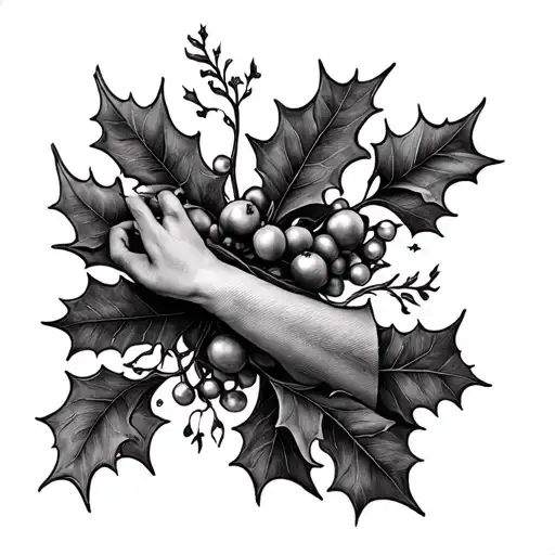 holly berry wrapping around arm sleeve tattoo tattoo design idea
