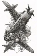 airplane with electrical engineering symbols incorporated tattoo design idea