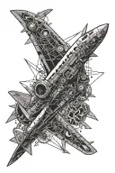 airplane with electrical engineering symbols incorporated tattoo design idea