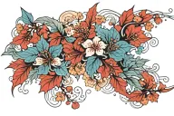 Cloud Japanese Leafs Cherry tattoo design idea