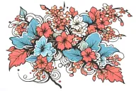 Cloud Japanese Leafs Cherry tattoo design idea