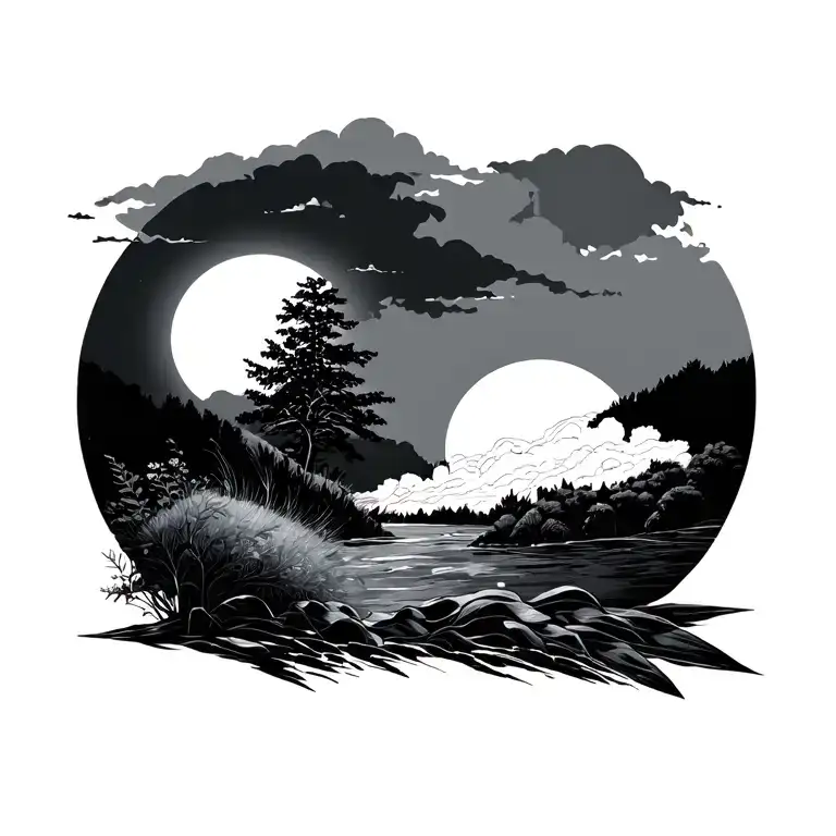 Nature Vibes sun tattoo design idea