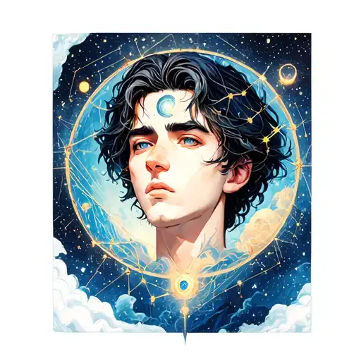 Camus Aquarius constellation merging tattoo design idea