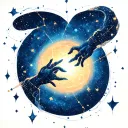 Camus Aquarius constellation merging tattoo design idea