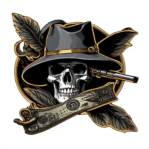 gold trader tattoo design idea