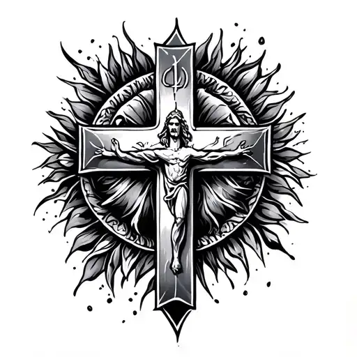 God First with cross tattoo design idea