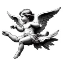 cherub angel flying away tattoo design idea