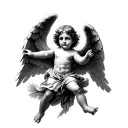 cherub angel flying away tattoo design idea