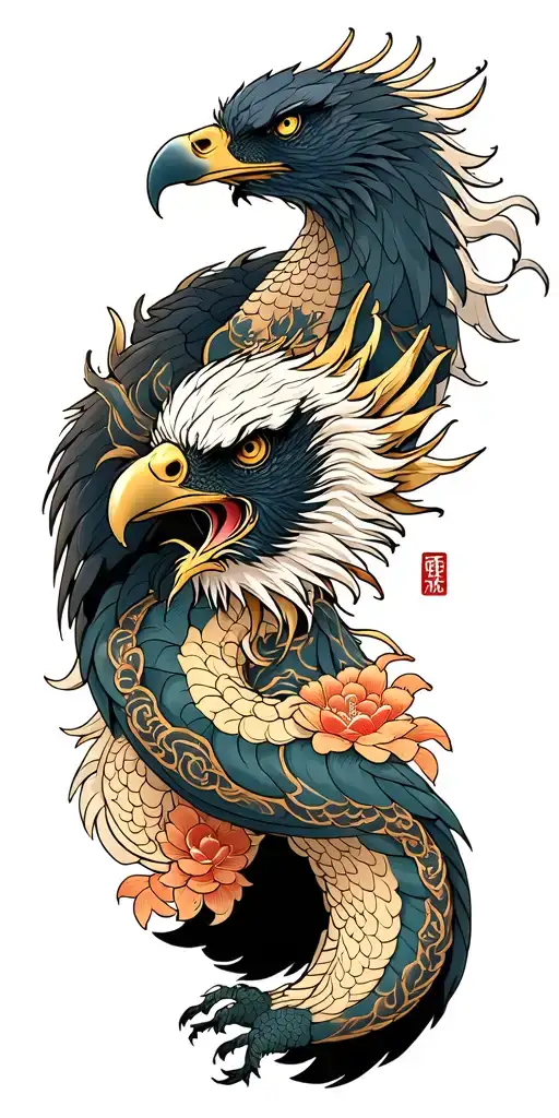 eagle and dragon tattoo design idea