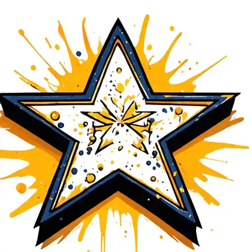 Star splatter painted tattoo design idea