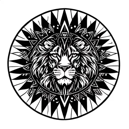 aztec leo sign tattoo design idea