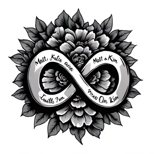 infinity symbol with names Matt and Kim incorporated tattoo design idea