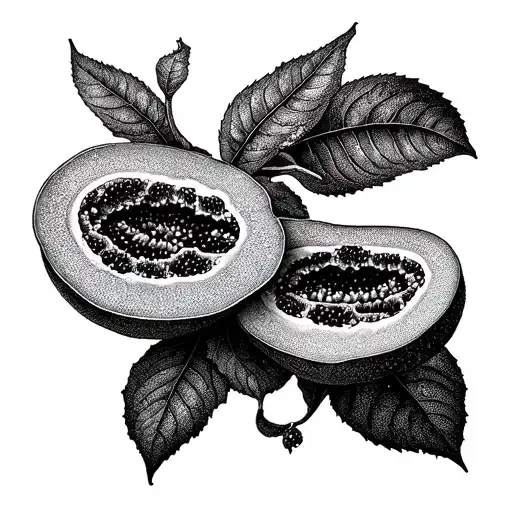 papaya suggestive vulva shapes hidden tattoo design idea