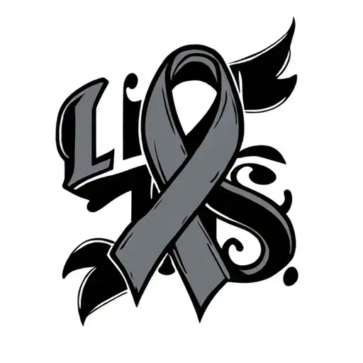 colon cancer ribbon and the word L.L.S in cool design tattoo design idea