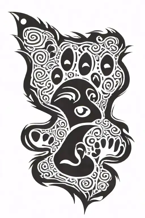 bear paw print tattoo design idea