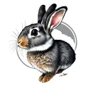 rabbit and geography tattoo design idea