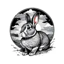 rabbit and geography tattoo design idea