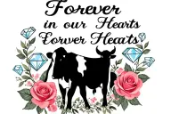 "Forever in our Hearts " "Forever in our Hearts " Roses, diamonds,cow, and baby cow  tattoo design idea