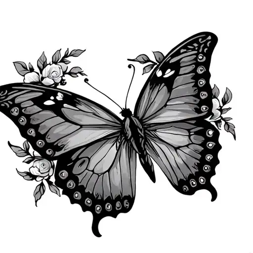 butterfly with ornate wreath tattoo design idea