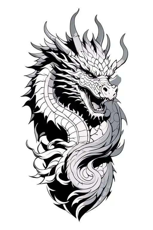 Norse Dragon Budhism tattoo design idea