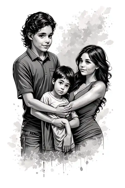 fore arm tatto about a family of 2 brothers and a mom tattoo design idea