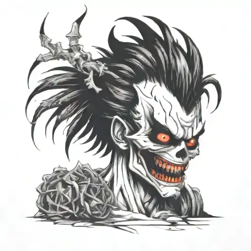 ryuk and cross tattoo tattoo design idea